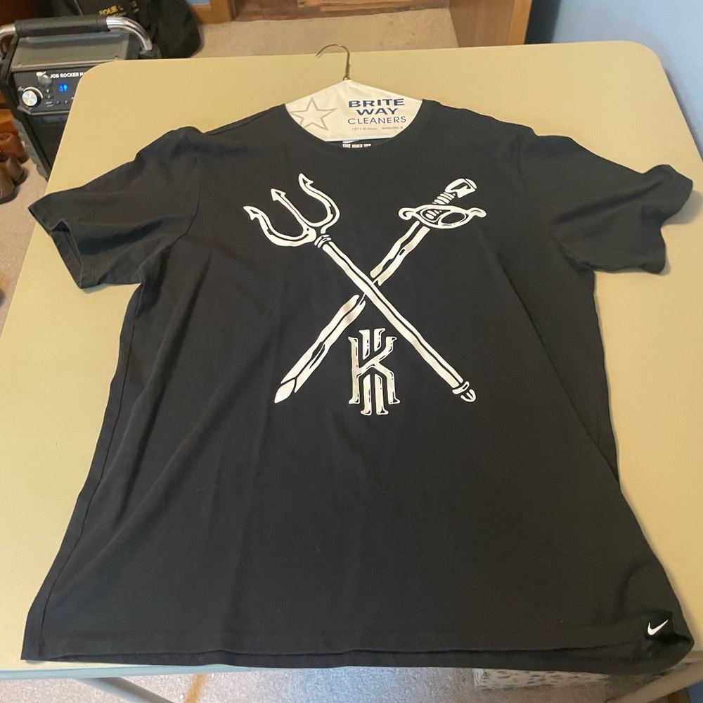 Black, athletic cut, Nike Kyrie Irving killer crossover graphic, dri-fit tee